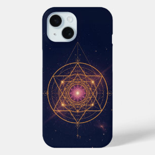Funda Para iPhone 15 Mandala Luminoso de Armonía Dorada