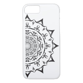 Funda Para iPhone 8/7 Mandala. Patrón oriental redondeado en blanco y ne