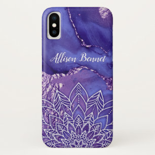 Funda Para iPhone X Mandala personalizada de color morado blanco