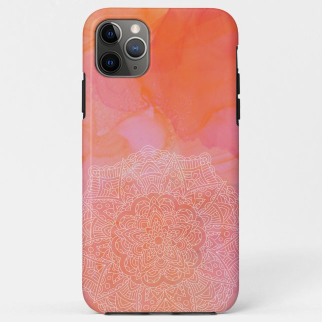 Funda De Case-Mate Para iPhone Mandala Pink Coral Boho (Reverso)