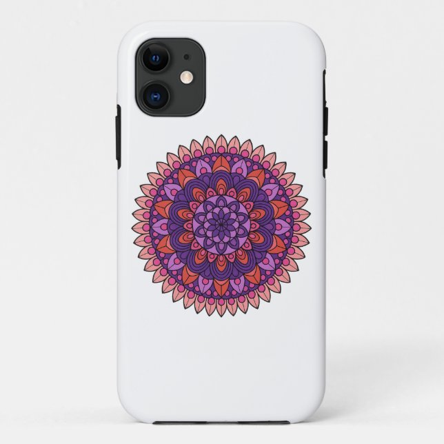 Funda De Case-Mate Para iPhone Mandala púrpura y rosa (Reverso)