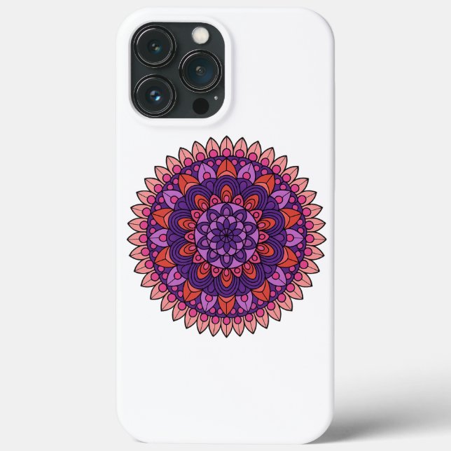 Funda De Case-Mate Para iPhone Mandala púrpura y rosa (Reverso )