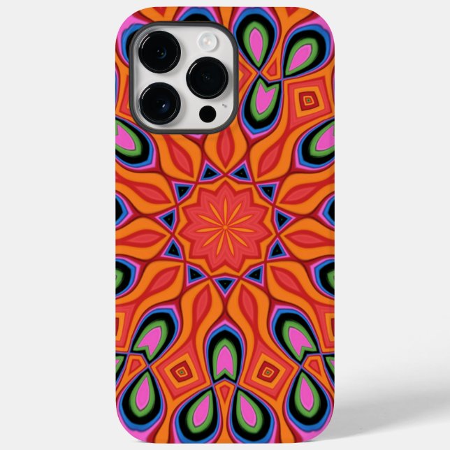 Funda De Case-Mate Para iPhone Mandala Retro Naranja Hipster (Reverso )