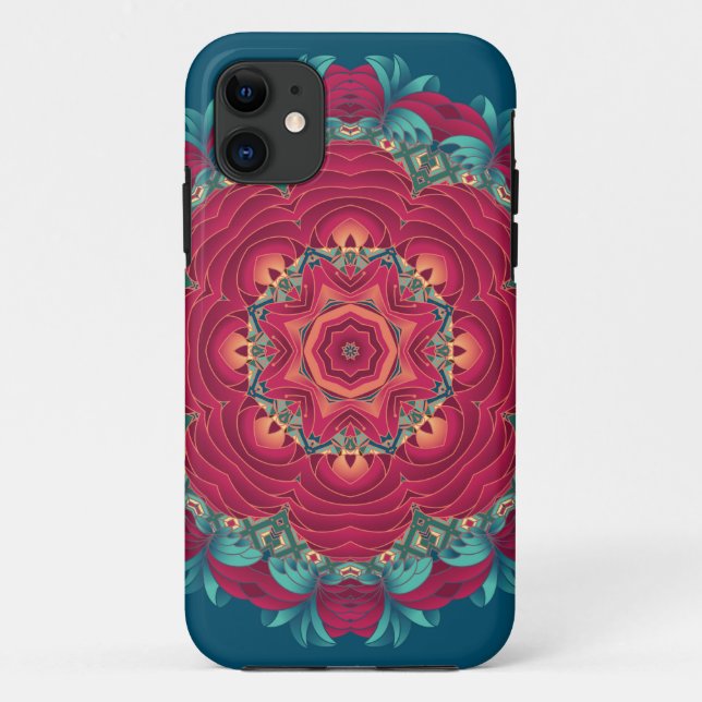 Funda De Case-Mate Para iPhone Mandala roja de Lotus (Reverso)
