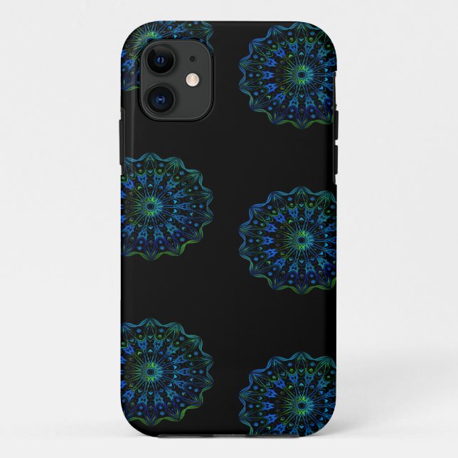 Funda De Case-Mate Para iPhone Mandala verde azul (Reverso)