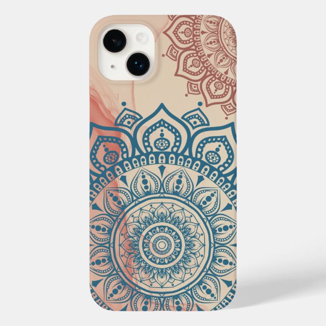 Funda De Case-Mate Para iPhone Mandala verde azulada (Reverso )