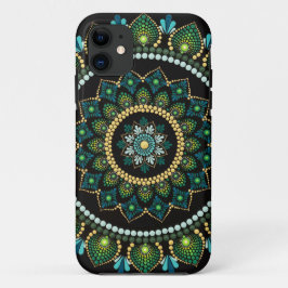 Funda Para iPhone 11 Mandala verde | Pintado a mano | Geometría sagrada