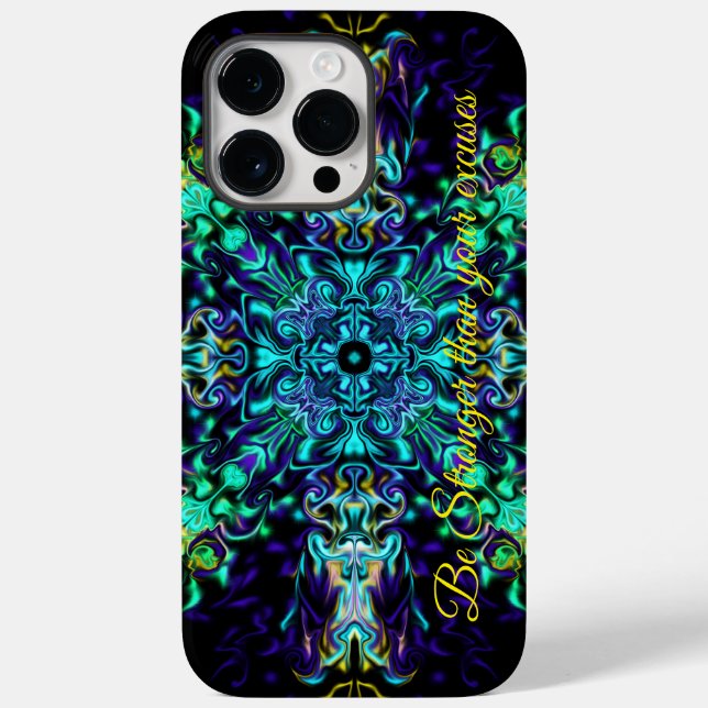 Funda De Case-Mate Para iPhone Mandala verde Verde azulada psicodélica bohemia (Reverso )