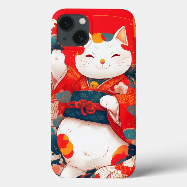 Funda De Case-Mate Para iPhone Maneki-Neko, un gato suertudo japonés (Reverso)