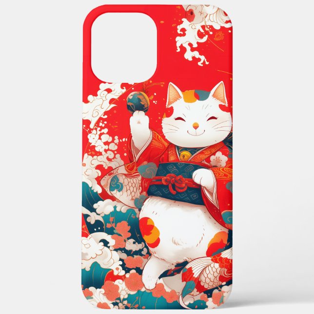 Funda De Case-Mate Para iPhone Maneki-Neko, un gato suertudo japonés (Reverso )