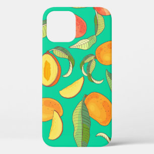 Funda Para iPhone 12 Mango. Patrón sin foco con trópico amarillo y ro
