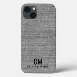 Funda Para iPhone 13 Manly Gray Monograma Inicial Simple Minimalista 