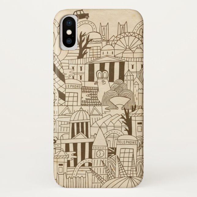 Funda De Case-Mate Para iPhone Mano de Londres dibujada en el papel viejo (Reverso)