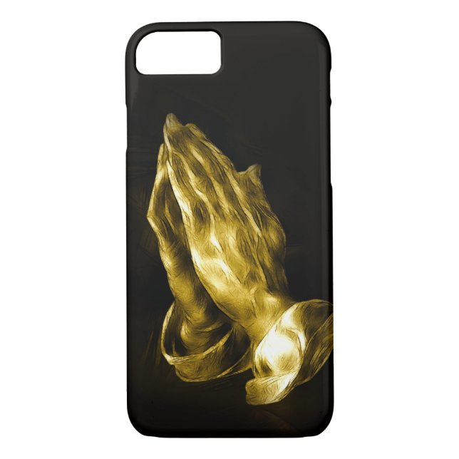 Funda De Case-Mate Para iPhone Manos de rogación bronceadas de oro (Reverso)