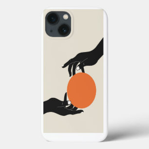 Funda Para iPhone 13 Manos sosteniendo el sol. Diseño retro