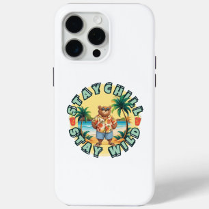 Funda Para iPhone 15 Pro Max Mantén la Calma Mantén la Fiereza – Diseño de Oso