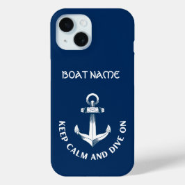 Funda Para iPhone 15 Mantén La Calma Y Sube, Anchor Azul De La Marina