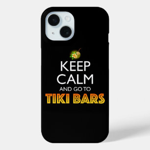 Funda Para iPhone 15 Mantén la Calma y Ve a Bares Tiki