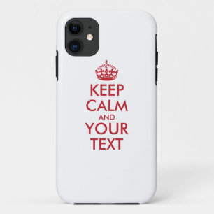 Funda Para iPhone 11 MANTENER CALMA Y TU TEXTO - palabras rojas