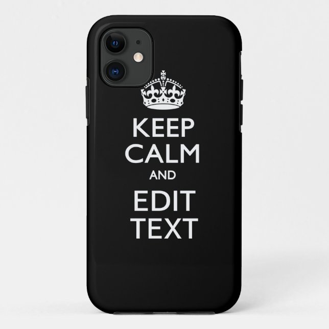 Funda De Case-Mate Para iPhone MANTENER CALMA Y tu texto sobre negro sólido (Reverso)