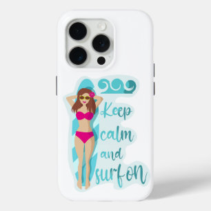 Funda Para iPhone 15 Pro Mantener la calma y navegar en la tarjeta chica de