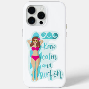 Funda Para iPhone 15 Pro Max Mantener la calma y navegar en la tarjeta chica de