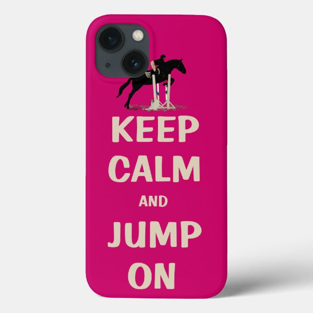 Funda De Case-Mate Para iPhone Mantener la calma y saltar en caballo rosado (Reverso)