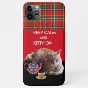 FUNDA PARA iPhone 11 PRO MAX MANTENGA LA CALMA Y EL KITTY EN , FIESTA DE TÉ DE