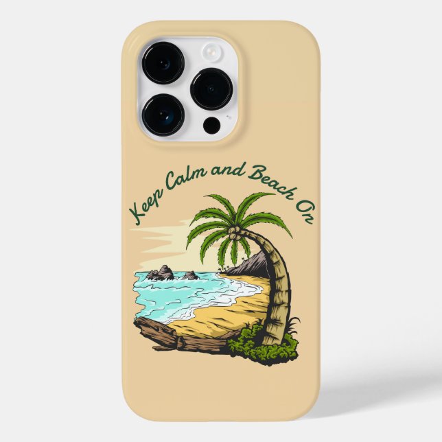 Funda De Case-Mate Para iPhone Mantenga la calma y la playa en (Reverso )