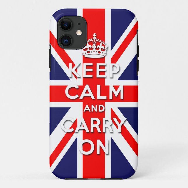 Funda De Case-Mate Para iPhone mantenga tranquilo y continúe la bandera de Union (Reverso)