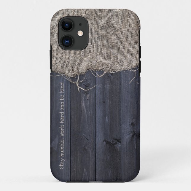 Funda De Case-Mate Para iPhone Manténgase humilde trabajo duro sé amable Burlap y (Reverso)