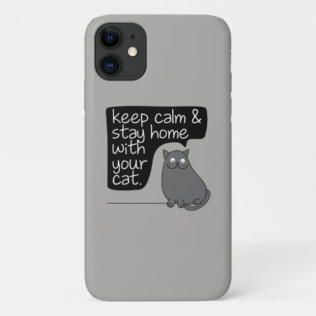 Funda De Case-Mate Para iPhone Manténgase tranquilo y en casa con su gato (Reverso)