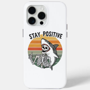 Funda Para iPhone 15 Pro Max Mantente positivo Skeleton Shark Sunset