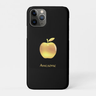 Funda Para iPhone 11 Pro Manzana dorada personalizada elegante y texto en n