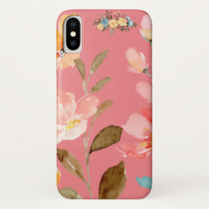 Funda Para iPhone X Manzana rosa de color agua elegante monograma