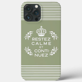 Funda Para iPhone 13 Pro Max manzana verde blanco francés mantener la calma y c