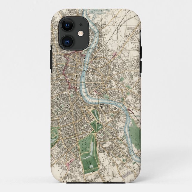 Funda De Case-Mate Para iPhone Mapa antiguo de Londres, Inglaterra (1853) (Reverso)