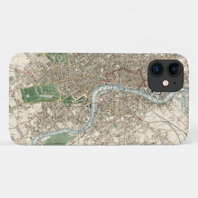 Funda De Case-Mate Para iPhone Mapa Antiguo de Londres, Inglaterra (1853) (Reverso (horizontal))