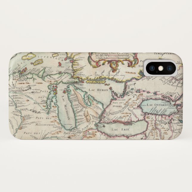 Funda De Case-Mate Para iPhone Mapa antiguo de los Great Lakes (Reverso (horizontal))