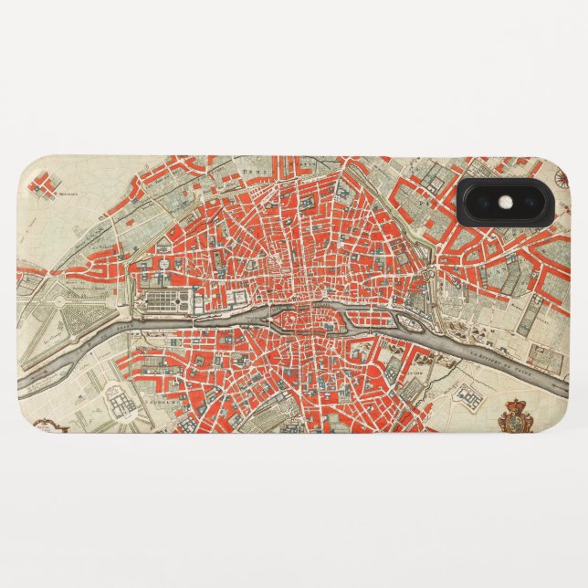 Funda De Case-Mate Para iPhone Mapa Antiguo de París Francia (1721–1774) (Reverso (horizontal))