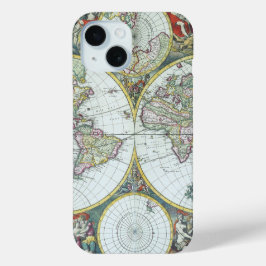 Funda Para iPhone 15 Mapa Antiguo del Mundo del Siglo XVII, Frederick D