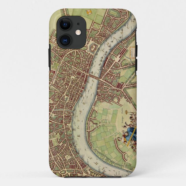 Funda De Case-Mate Para iPhone Mapa antiguo del siglo XVII de Londres W. Hollar (Reverso)