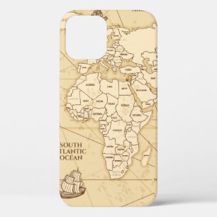 Funda Para iPhone 12 Mapa antiguo vintage del mundo con países fronteri
