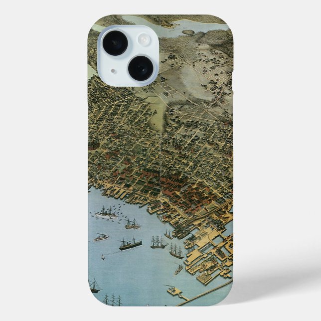Funda De Case-Mate Para iPhone Mapa antiguo Vista aérea Ciudad de Seattle Washing (Reverso )