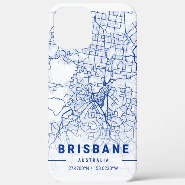 Funda De Case-Mate Para iPhone Mapa azul de la ciudad de Brisbane (Reverso )
