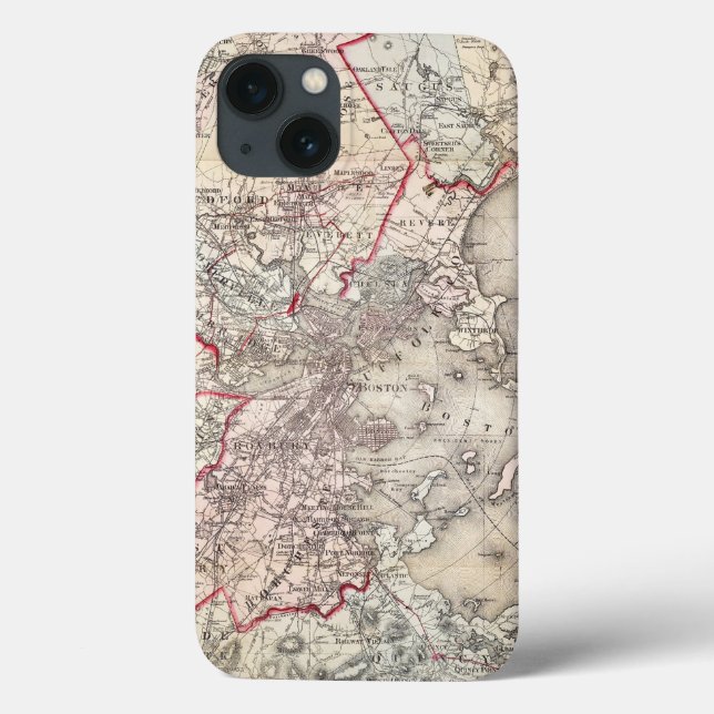 Funda De Case-Mate Para iPhone Mapa: Boston, 1883 (Reverso)