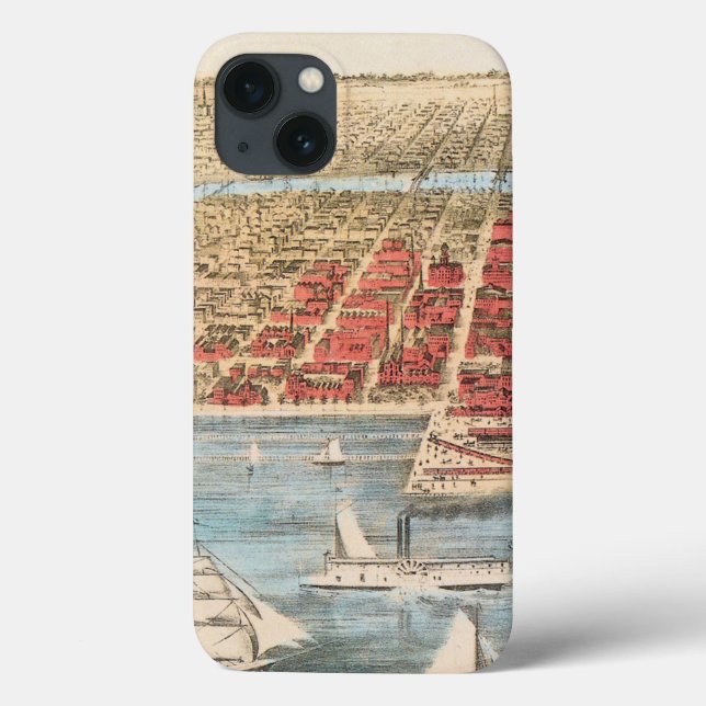 Funda De Case-Mate Para iPhone MAPA: CHICAGO, c1857 (Reverso)