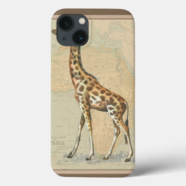 Funda De Case-Mate Para iPhone Mapa de África y una jirafa (Reverso)