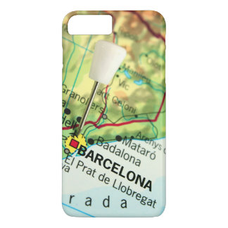 Funda Para iPhone 8 Plus/7 Plus Mapa de alfileres de la ciudad de Barcelona