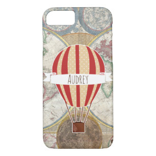 title_seo2 Mapa de estilo de época Globo de aire caliente roj